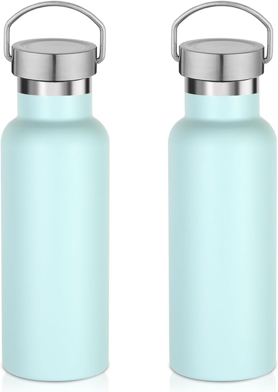 17oz Stainless Steel Water Bottle,Leak-Proof Sweat-Proof Travel Bottle,Double Wall Vacuum,Portable Insulated Cup,Reuseble Metal Bottle for School Sports Hikers Kids,Fog(2Packs)