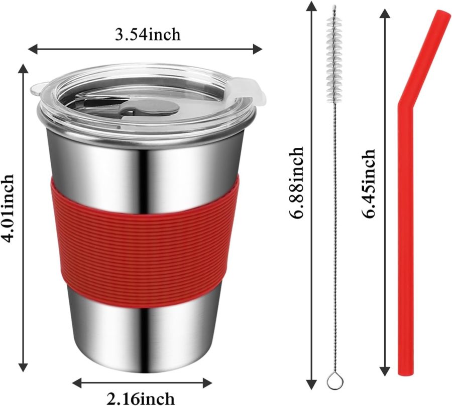 Toddler Cups with Straws, 18/8 Stainless Steel Children Smoothie Drinking Sippy Cups, Stacking & Reusable Kids Cups with Straws and Lids, 5 Pack, 12oz - Image 2