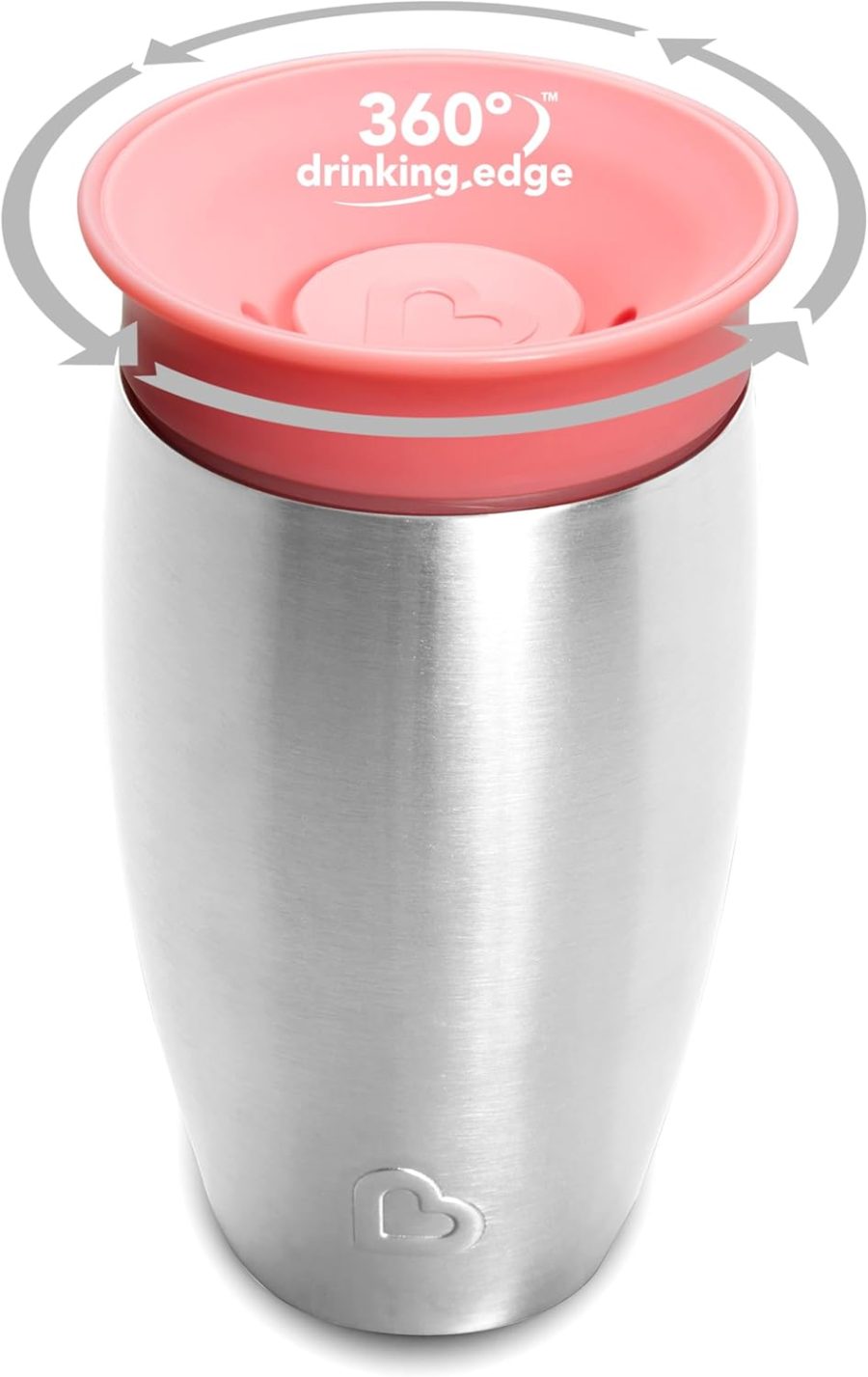 Stainless Steel Sippy Cups for Toddlers 1-3, Spill Proof Miracle 360 Cup, Insulated, 10 Ounce, Pink - Image 2